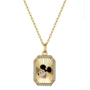 Cubic Zirconia and Multi Enamel Mickey Mouse Necklace